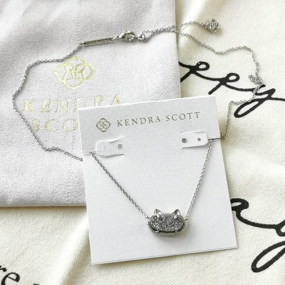 Kendra Scott Pendant Necklace - Elisa Cat Platinum Drusy silver - Picture 2 of 3